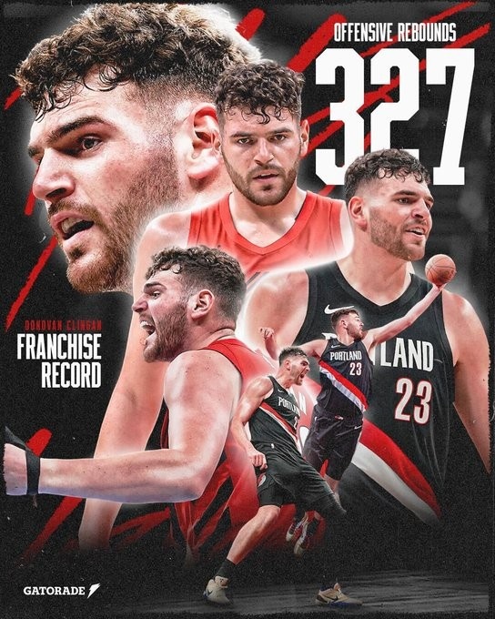 克林根單季327進(jìn)攻籃板刷新開(kāi)拓者隊(duì)史