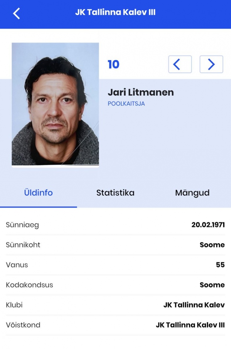 55歲芬蘭傳奇利特馬寧復(fù)出 注冊(cè)愛沙尼亞塔林卡列夫三隊(duì) 55歲芬蘭傳奇利特馬寧復(fù)出 注冊(cè)愛沙尼亞塔林卡列夫三隊(duì)