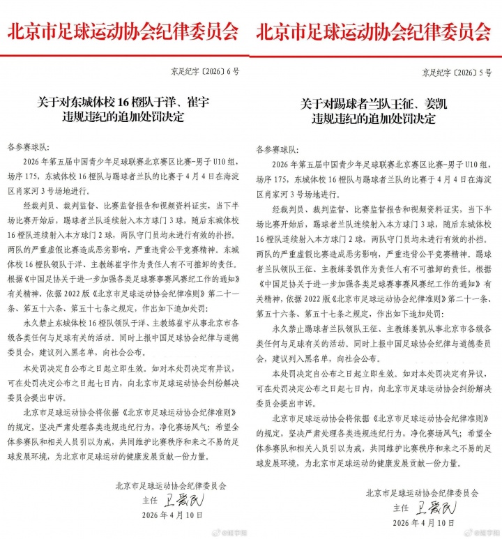 北京U10假球案細(xì)節(jié)曝光 為躲強(qiáng)隊(duì)互射烏龍 教練領(lǐng)隊(duì)遭永久禁足