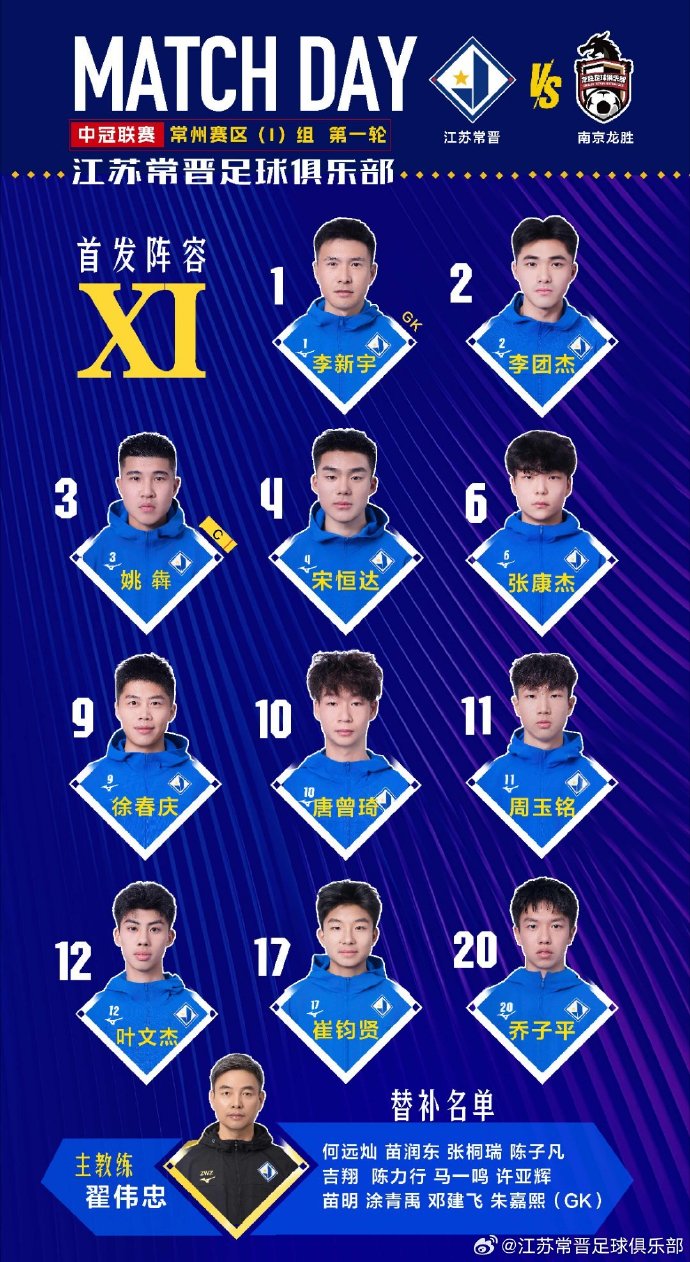 江蘇常晉中冠首戰(zhàn)九球橫掃 36歲前國腳吉翔替補(bǔ)亮相