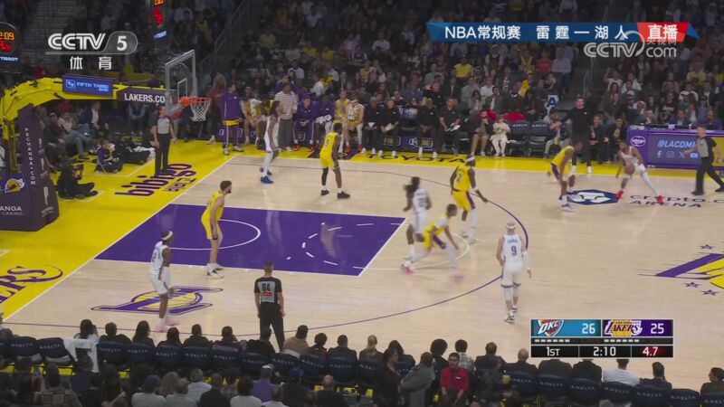 [CCTV全場集錦]??雷霆兩場狂勝湖人79分 亞歷山大三節(jié)25+8 布朗尼9中2